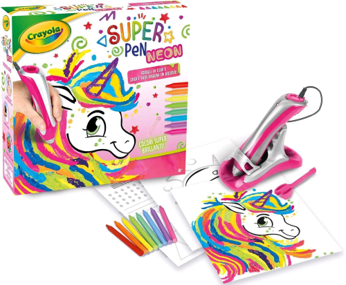 CRAYOLA SUPER PEN UNICORNO NEON KIT CREATIVO GIOCO PER SCIOGLIERE I PASTELLI A CERA E CREARE DISEGNI